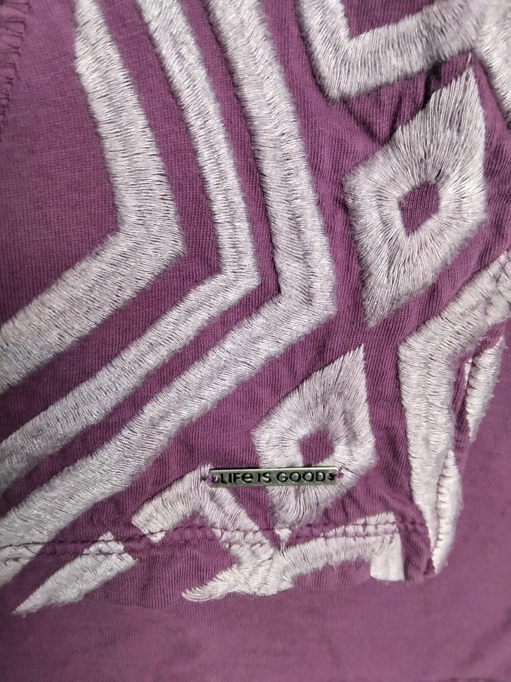 Life Is Good Freestyle Wash Tunic Tee Sz L Purple Long Sleeve Boho Relaxed Fit